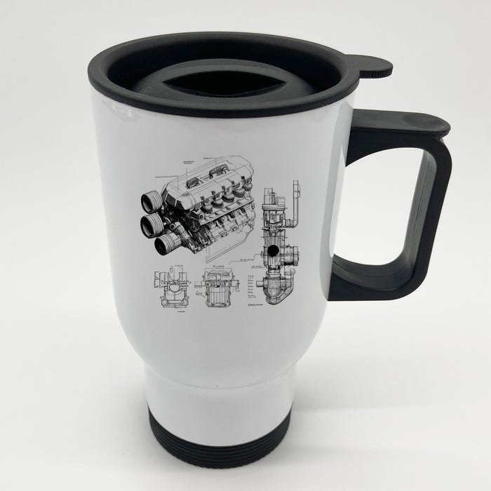 Engine Blueprint Front & Back Stainless Steel Travel Mug