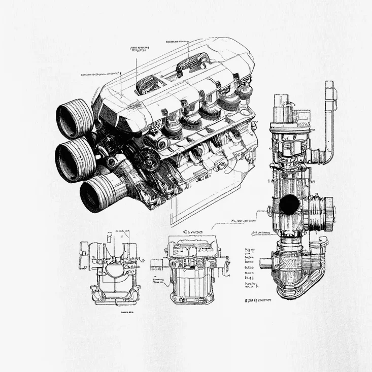 Engine Blueprint Toddler T-Shirt