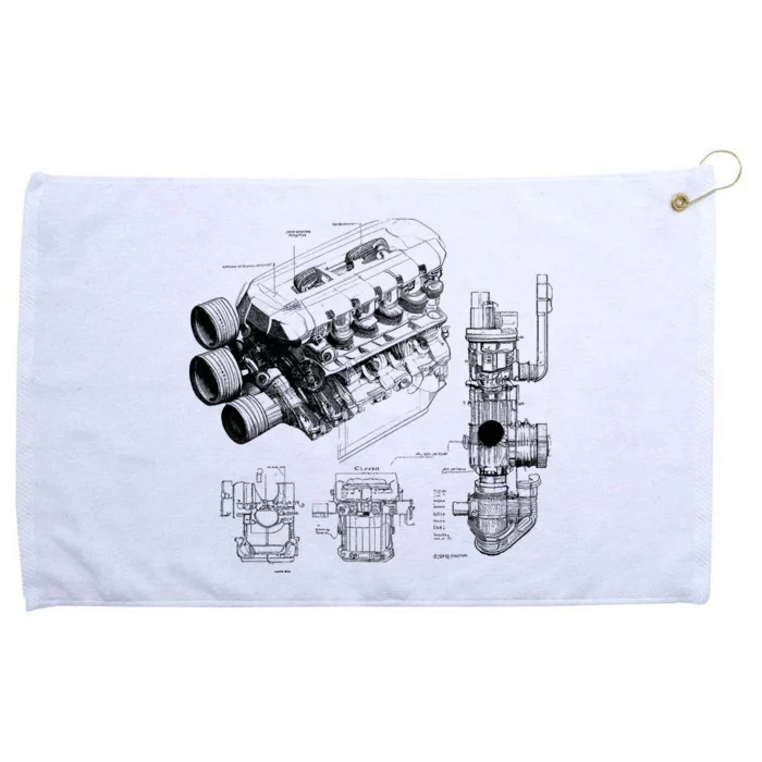 Engine Blueprint Grommeted Golf Towel