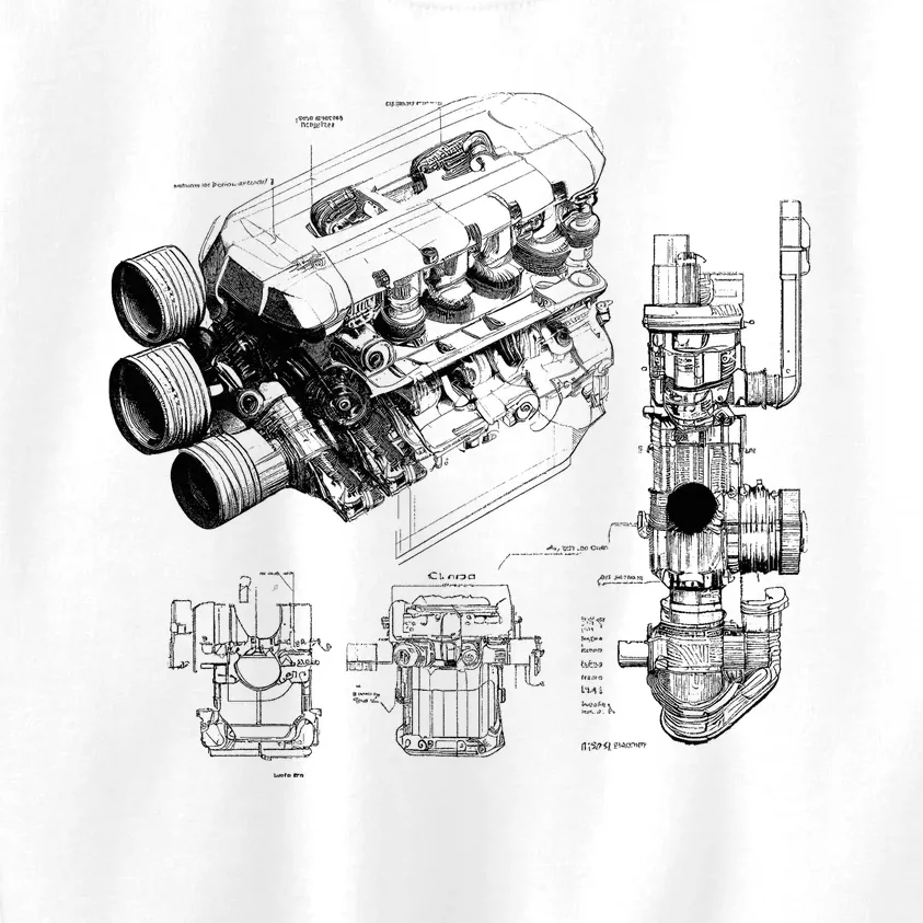 Engine Blueprint Kids Sweatshirt