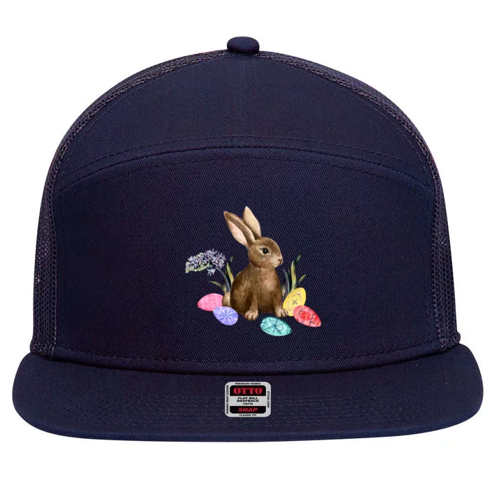 Easter Bunny Egg Spring Holiday Cute 7 Panel Mesh Trucker Snapback Hat