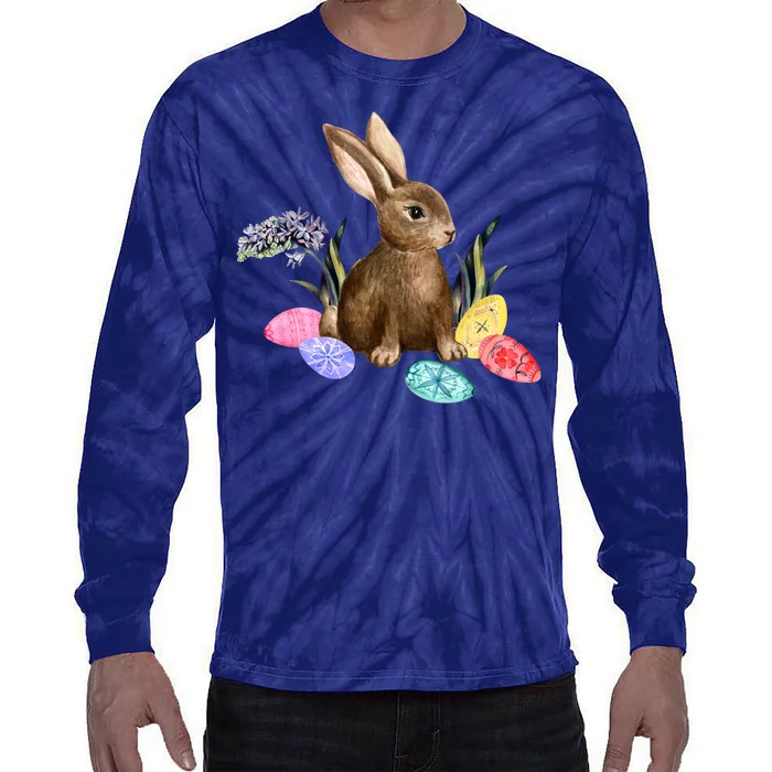 Easter Bunny Egg Spring Holiday Cute Tie-Dye Long Sleeve Shirt