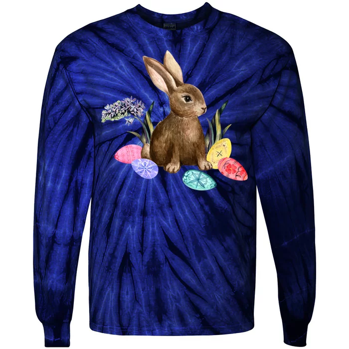 Easter Bunny Egg Spring Holiday Cute Tie-Dye Long Sleeve Shirt