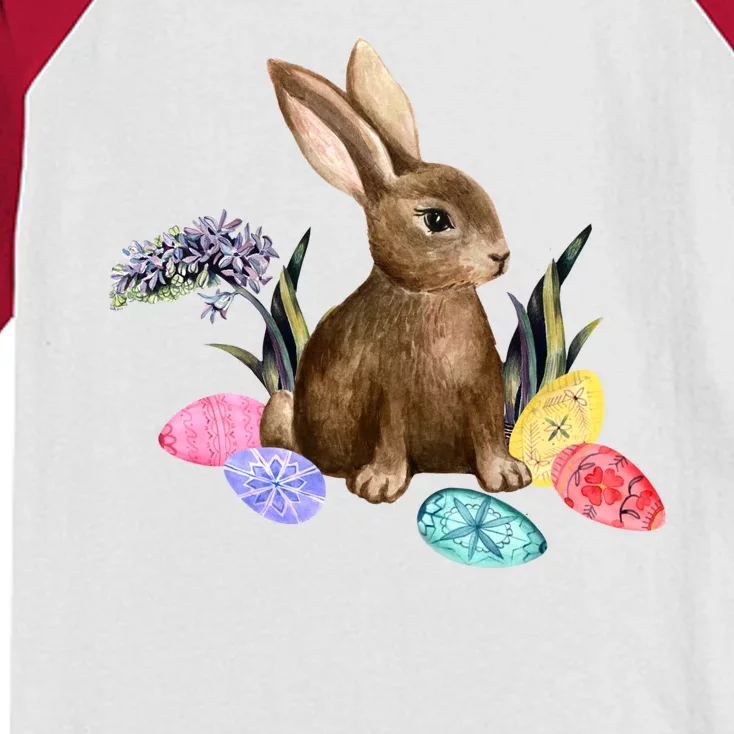 Easter Bunny Egg Spring Holiday Cute Kids Colorblock Raglan Jersey