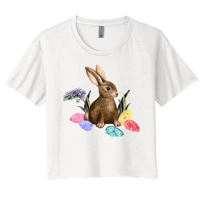 Easter Bunny Egg Spring Holiday Cute Women's Crop Top Tee