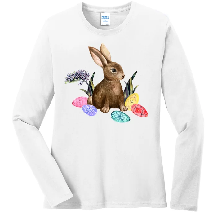 Easter Bunny Egg Spring Holiday Cute Ladies Long Sleeve Shirt