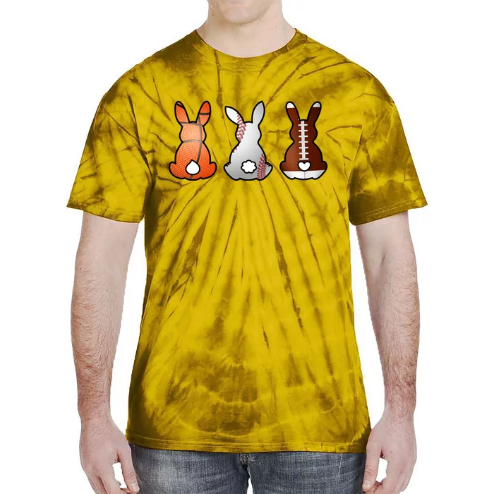 Easter Bunny Football Basketball Baseball Sports Fan Tie-Dye T-Shirt