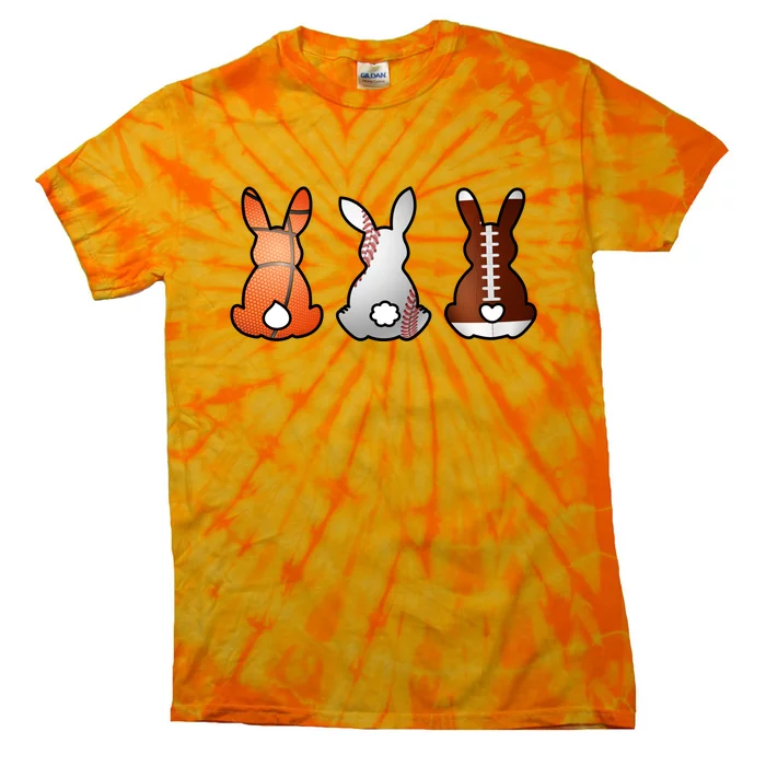 Easter Bunny Football Basketball Baseball Sports Fan Tie-Dye T-Shirt