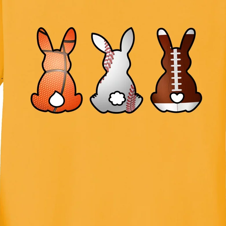 Easter Bunny Football Basketball Baseball Sports Fan Kids Long Sleeve Shirt