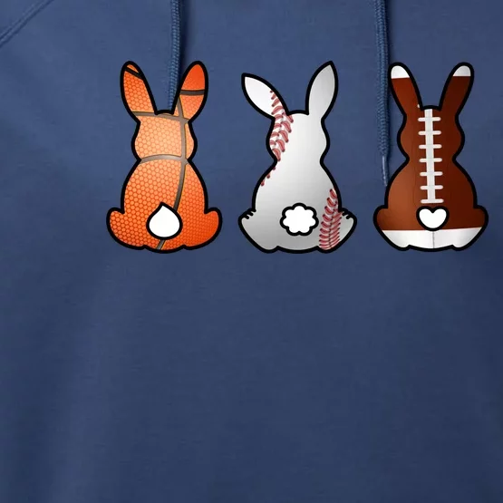 Easter Bunny Football Basketball Baseball Sports Fan Performance Fleece Hoodie