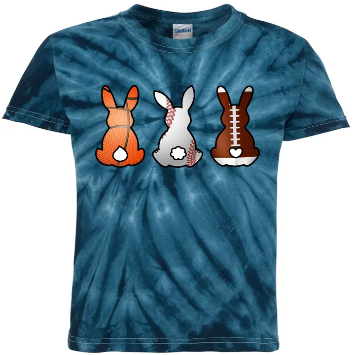 Easter Bunny Football Basketball Baseball Sports Fan Kids Tie-Dye T-Shirt