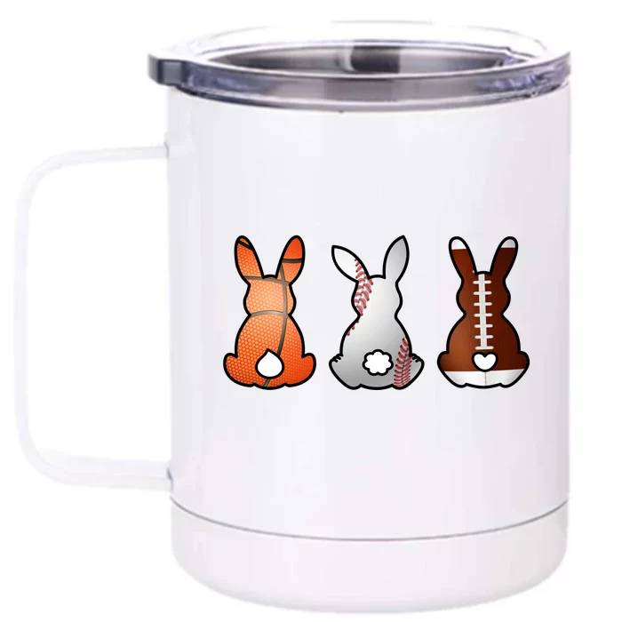 Easter Bunny Football Basketball Baseball Sports Fan Front & Back 12oz Stainless Steel Tumbler Cup