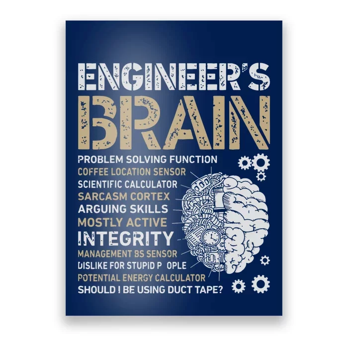 Engineers Brain Funny Process Engineer Men Engineering Gift Poster