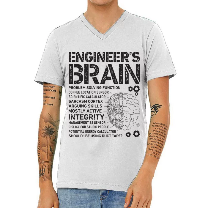 Engineers Brain Funny Process Engineer Men Engineering Gift V-Neck T-Shirt