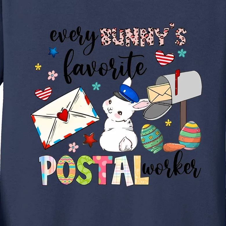 Everyday Bunny's Favorite Postal Worker Bunny Easter Day Gift Idea Kids Long Sleeve Shirt