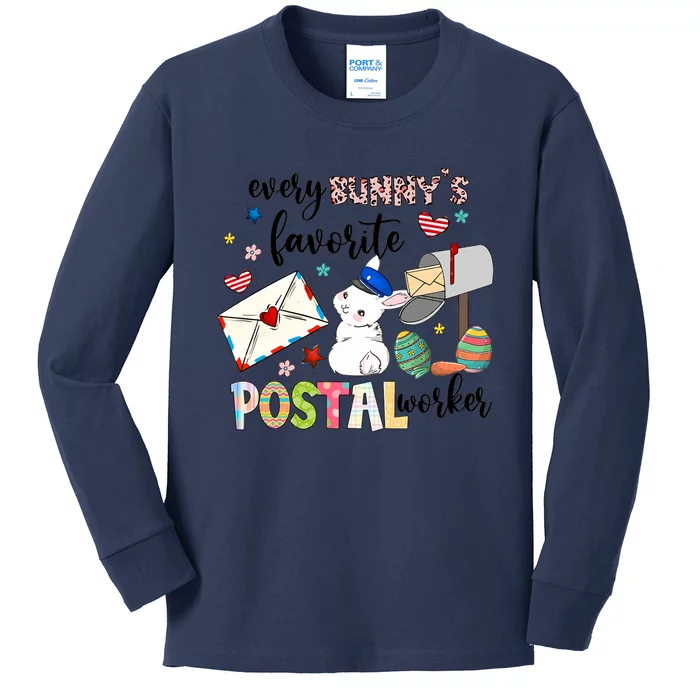 Everyday Bunny's Favorite Postal Worker Bunny Easter Day Gift Idea Kids Long Sleeve Shirt