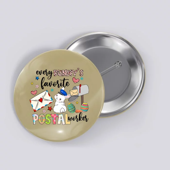 Everyday Bunny's Favorite Postal Worker Bunny Easter Day Gift Idea Button