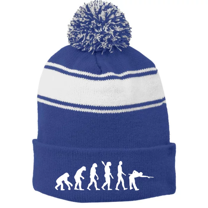 Evolution Billiards Funny Gift Stripe Pom Pom Beanie