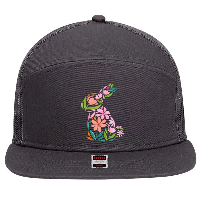 Easter Bunny Flower Holiday 7 Panel Mesh Trucker Snapback Hat