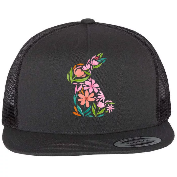 Easter Bunny Flower Holiday Flat Bill Trucker Hat