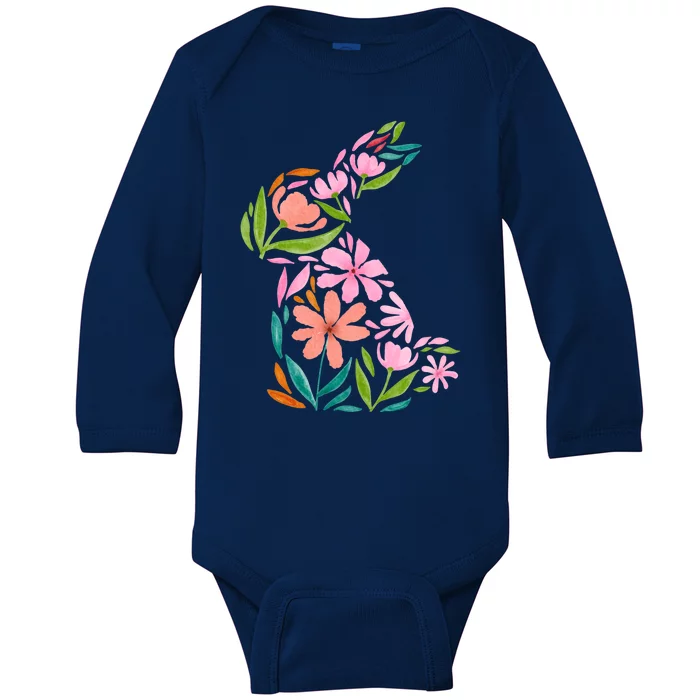 Easter Bunny Flower Holiday Baby Long Sleeve Bodysuit