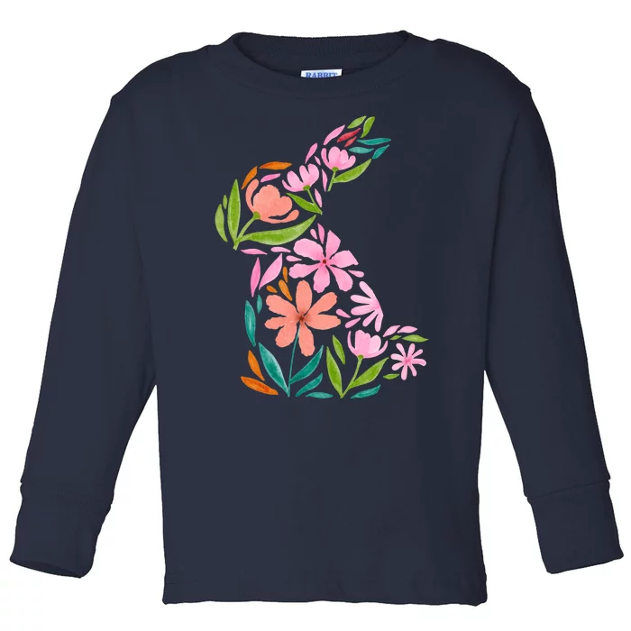 Easter Bunny Flower Holiday Toddler Long Sleeve Shirt