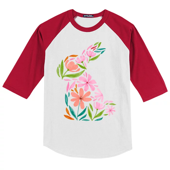 Easter Bunny Flower Holiday Kids Colorblock Raglan Jersey