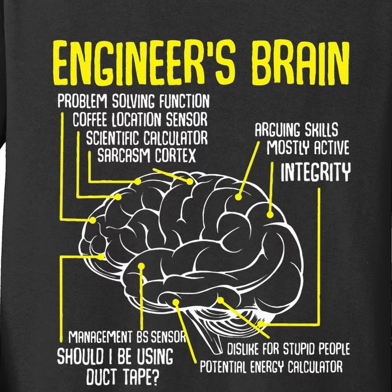 Engineers Brain Funny Engineering Games Process Funny Kids Long Sleeve Shirt