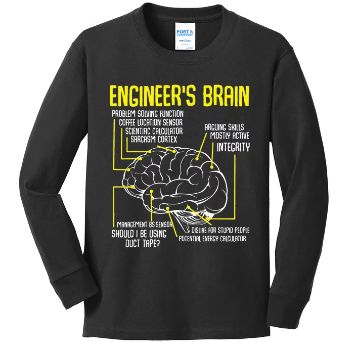 Engineers Brain Funny Engineering Games Process Funny Kids Long Sleeve Shirt