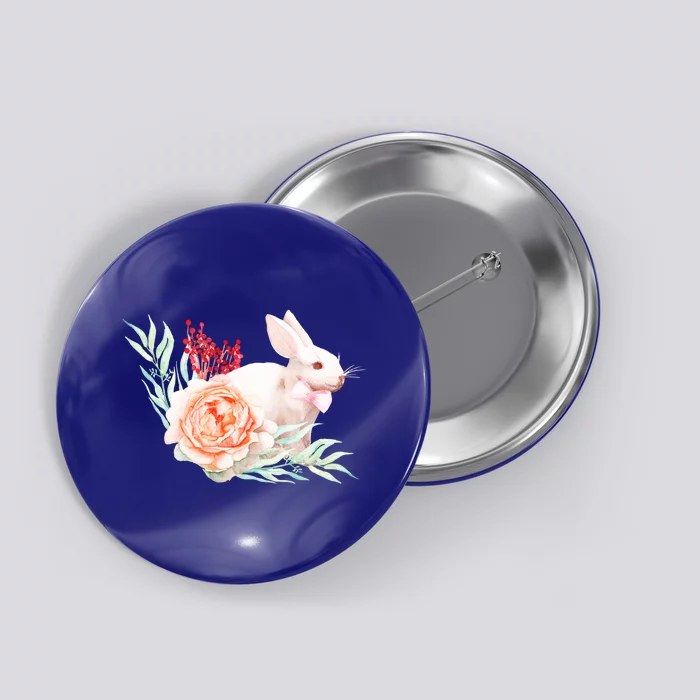 Easter Bunny Flower Spring Art Button