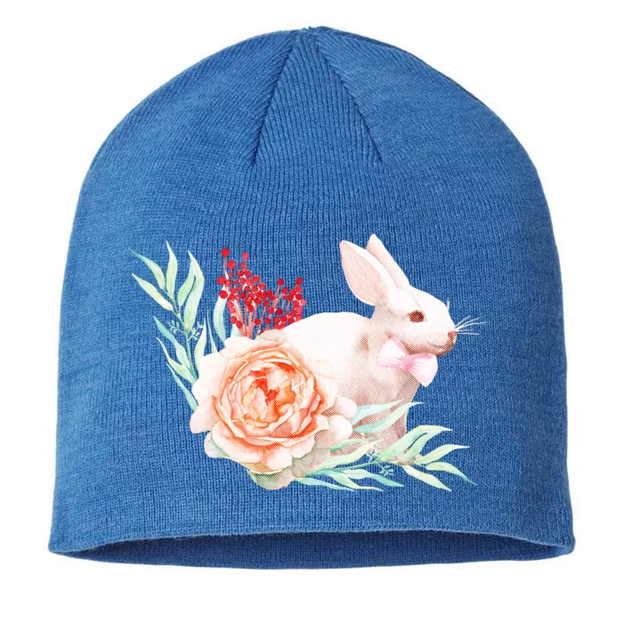 Easter Bunny Flower Spring Art 8 1/2in Sustainable Knit Beanie