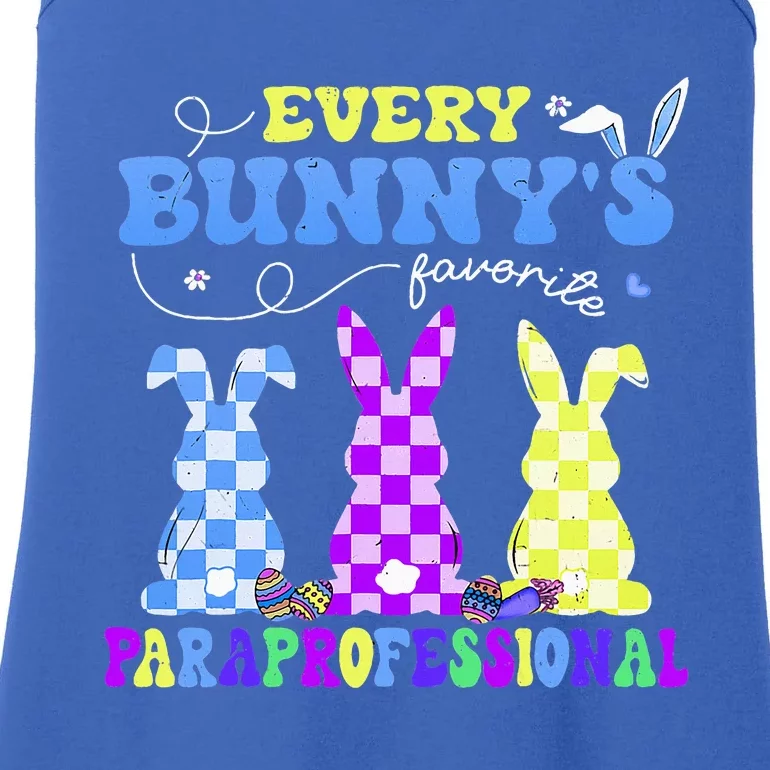 Every BunnyS Favorite Paraprofessional Groovy Easter Rabbit Ladies Essential Tank