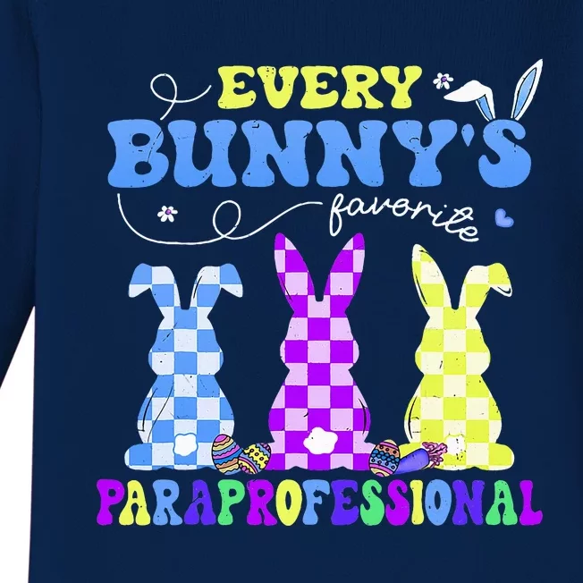 Every BunnyS Favorite Paraprofessional Groovy Easter Rabbit Baby Long Sleeve Bodysuit