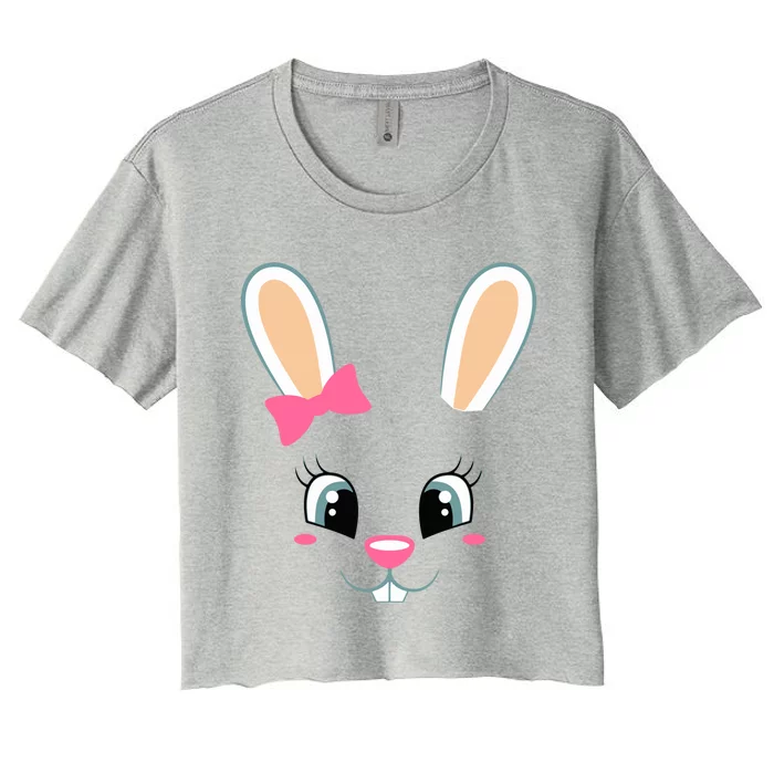 Easter Bunny Face Funny Easter Sunday Gift Women's Crop Top Tee