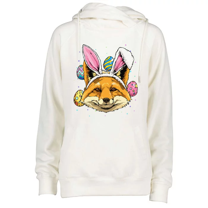 Easter Bunny Fox Funny Easter Fox Lover Womens Funnel Neck Pullover Hood