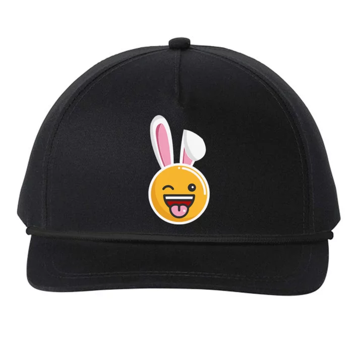 Easter Bunny Funny Egg Ears N Nose Tongue Out Cute Snapback Five-Panel Rope Hat