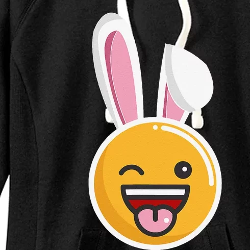 Easter Bunny Funny Egg Ears N Nose Tongue Out Cute Women's Fleece Hoodie