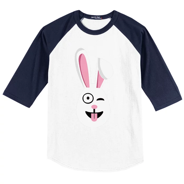 Easter Bunny Funny Egg Ears N Nose Tongue Out Baseball Sleeve Shirt