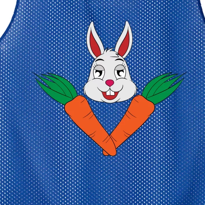 Easter Bunny Face With Carrots Gift Mesh Reversible Basketball Jersey Tank