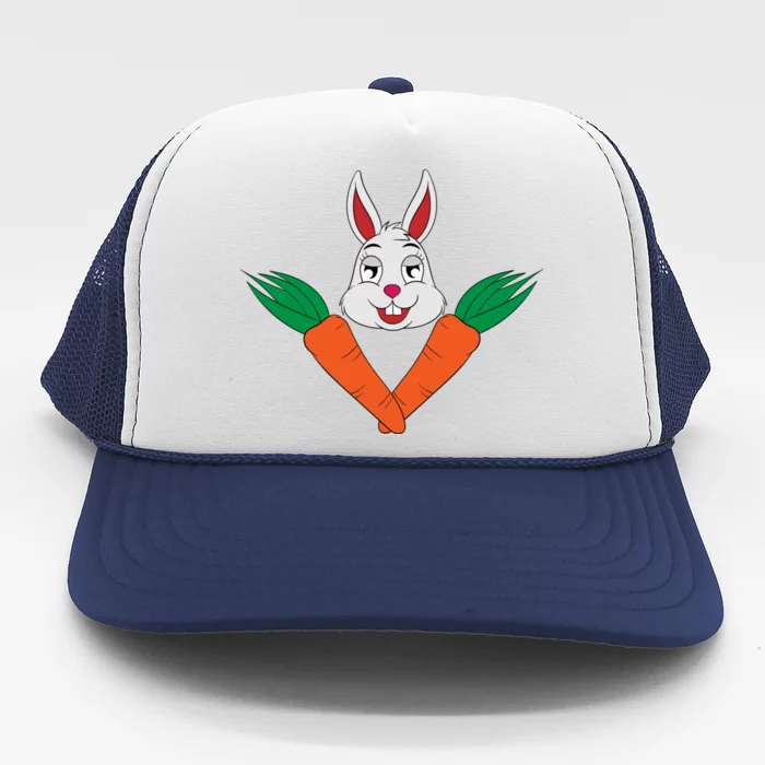 Easter Bunny Face With Carrots Gift Trucker Hat