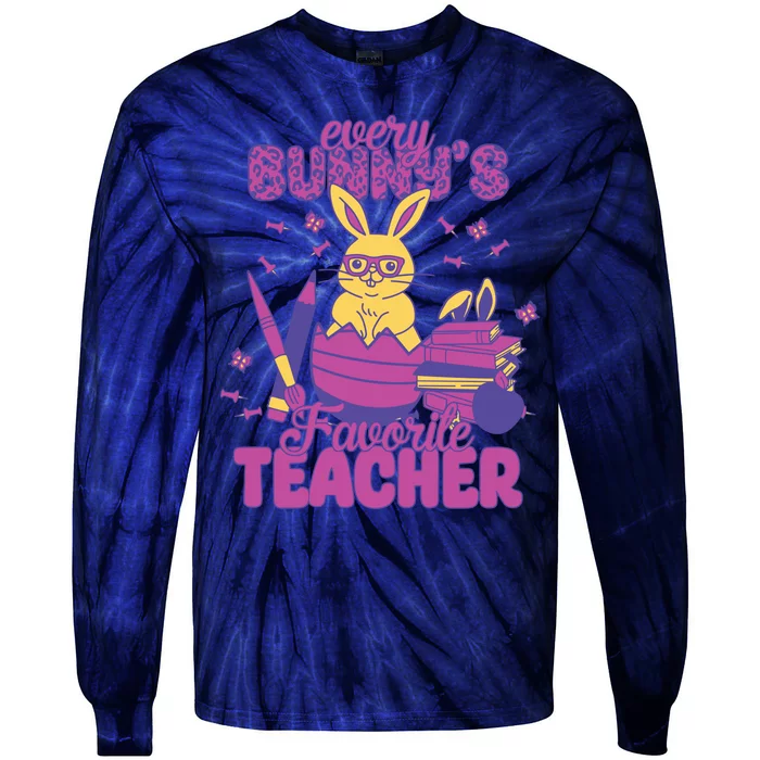 Every BunnyS Favorite Teacher Cute Easter Day Teacher Life Tie-Dye Long Sleeve Shirt