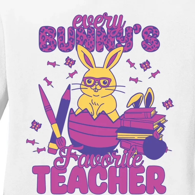 Every BunnyS Favorite Teacher Cute Easter Day Teacher Life Ladies Long Sleeve Shirt