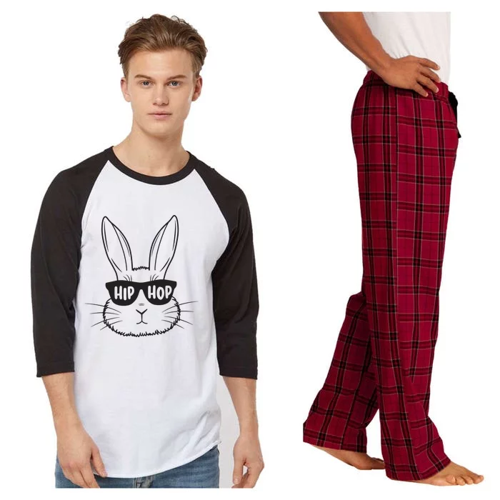 Easter Bunny Face Glasses Rabbit Happy Easter Raglan Sleeve Pajama Set