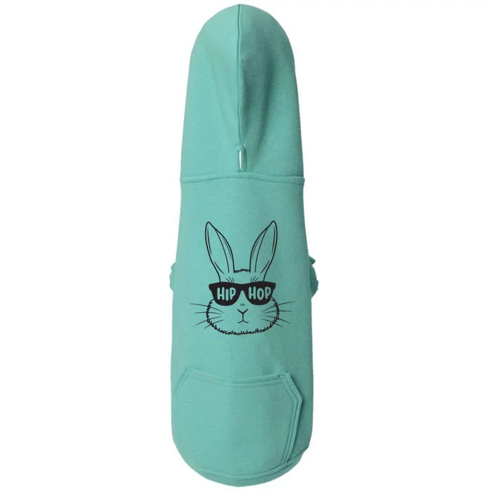 Easter Bunny Face Glasses Rabbit Happy Easter Doggie 3-End Fleece Hoodie