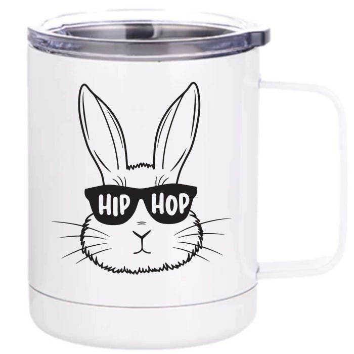 Easter Bunny Face Glasses Rabbit Happy Easter Front & Back 12oz Stainless Steel Tumbler Cup