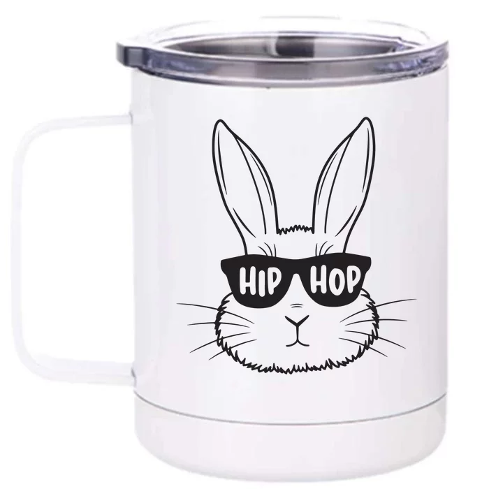 Easter Bunny Face Glasses Rabbit Happy Easter Front & Back 12oz Stainless Steel Tumbler Cup