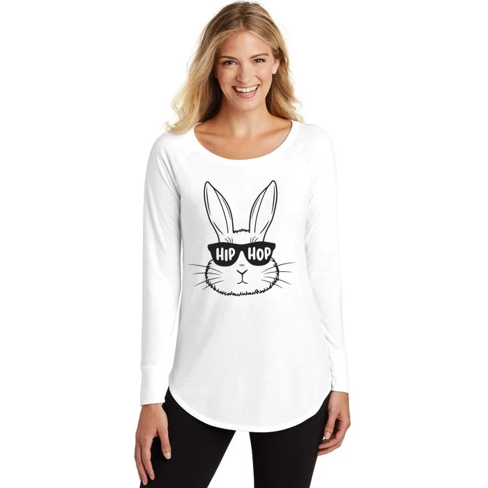 Easter Bunny Face Glasses Rabbit Happy Easter Women's Perfect Tri Tunic Long Sleeve Shirt