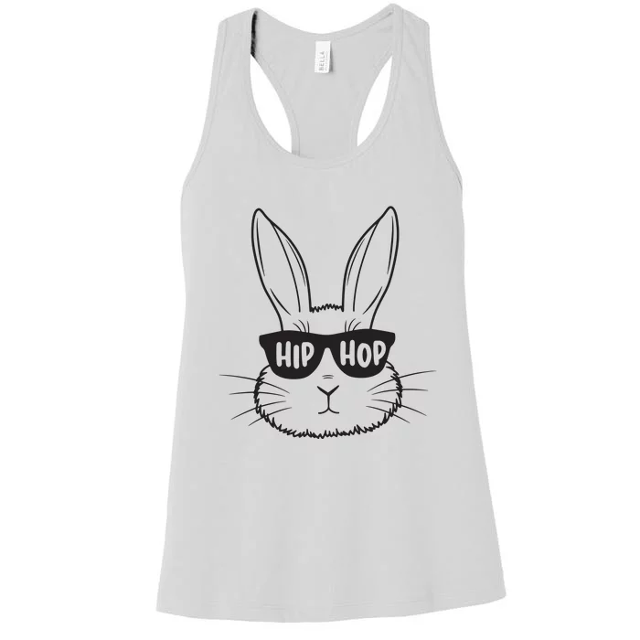 Easter Bunny Face Glasses Rabbit Happy Easter Women's Racerback Tank