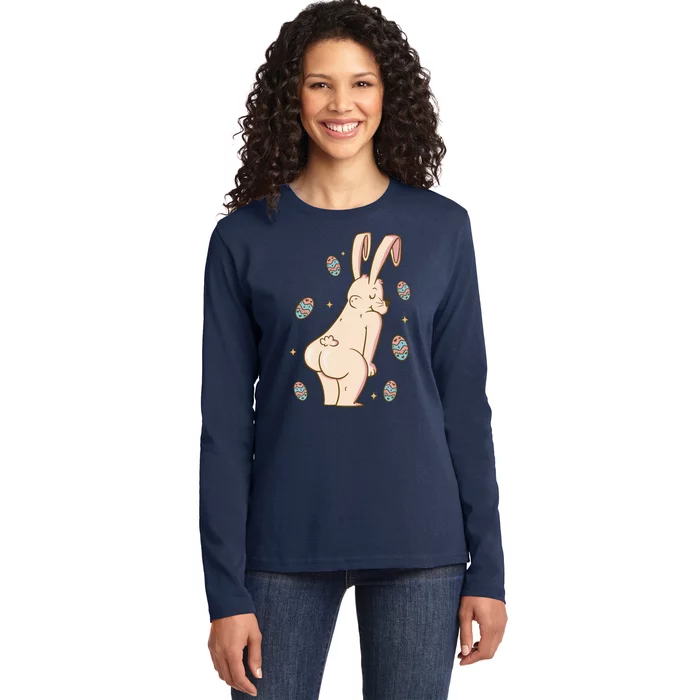 Easter Bunny Funny Twerk Ladies Long Sleeve Shirt