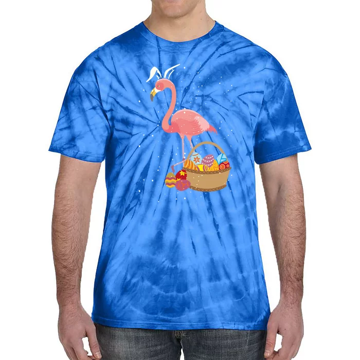 Easter Basket Flamingo Funny Egg Hunter Pink Bird Lover Gift Tie-Dye T-Shirt